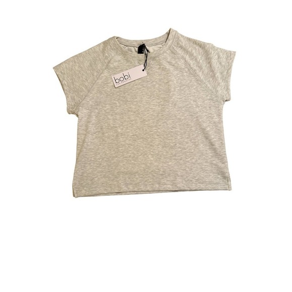 Bobi Split Hem Raglan Top in Light Grey - Picture 7 of 8